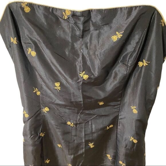 Rebecca Taylor Silk Dress Gold Roses Sz 2 - Picture 3 of 16